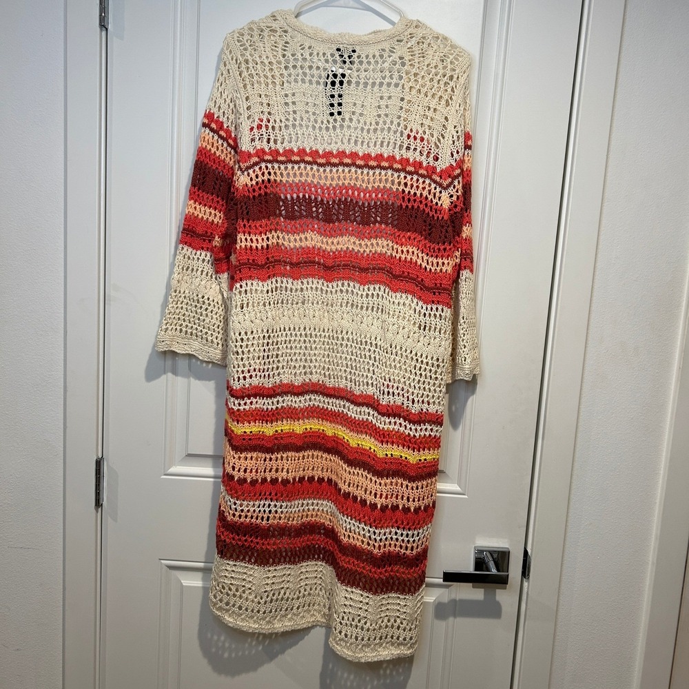 Torrid Open Knit Stripe Crochet Boho Duster‎ Cardigan Sweater Size 3 - Picture 7 of 8